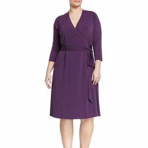 MYNT 1792 Women's Plus Plum Purple Wrap Dress 1X